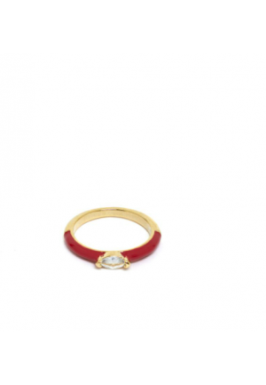 Anello rosso pietra bianca Nalì MEAN0110