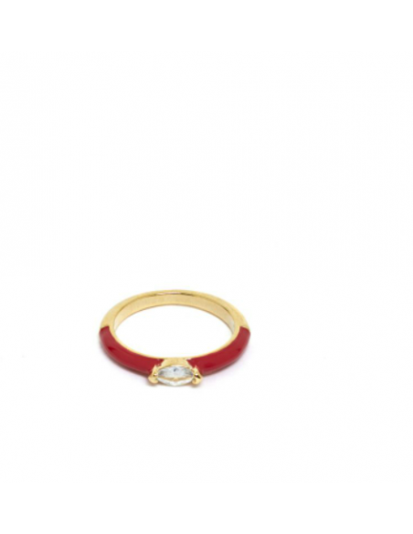 Anello rosso pietra bianca Nalì MEAN0110