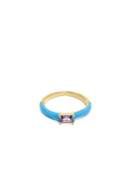 Anello azzurro pietra viola Nalì MEAN0119