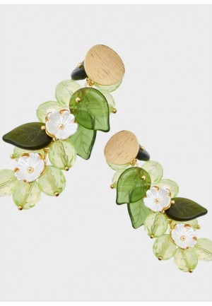 ORECCHINI LUNGHI CON FOGLIE VERDI E FIORI BIANCHI Nalì BEOR0361