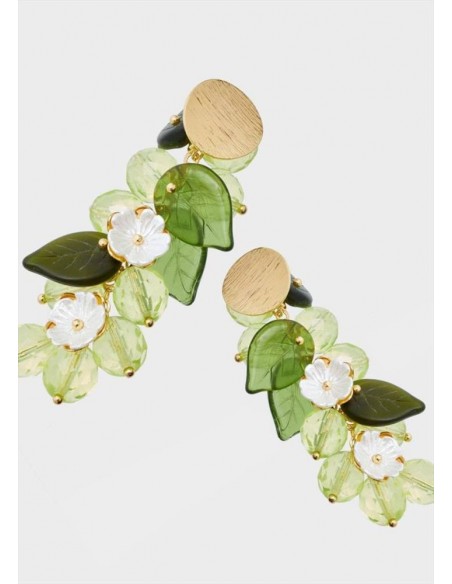 ORECCHINI LUNGHI CON FOGLIE VERDI E FIORI BIANCHI Nalì BEOR0361