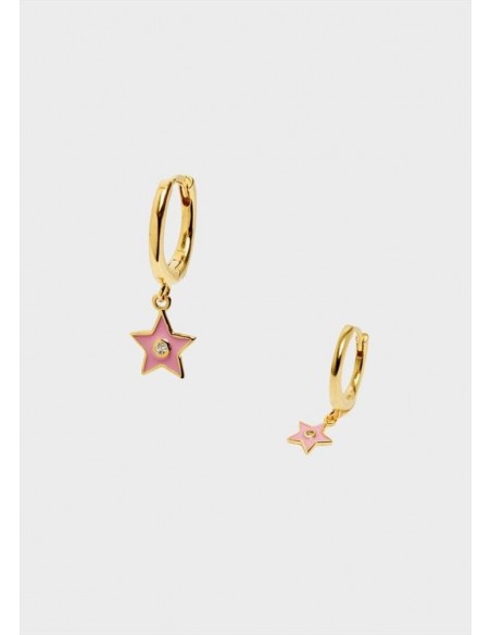 ORECCHINI STELLA ROSA ARG.925 PLAC. ORO 14K Nalì MEOR0504
