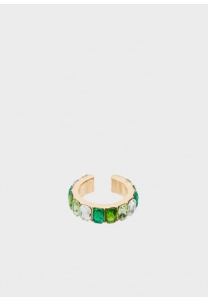 ANELLO  ORO CRISTALLI RETTANGOLARI VERDI Nalì EMAN0246