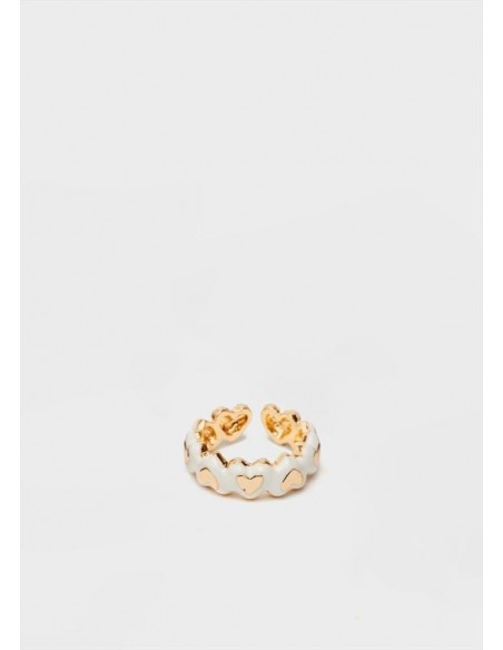 ANELLO CON CUORI ORO SMALTATO BIANCO Nalì EMAN0250