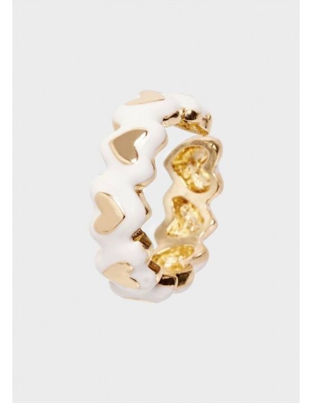 ANELLO CON CUORI ORO SMALTATO BIANCO Nalì EMAN0250