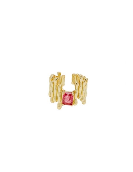 Nalì ANELLO DRIP ORO CON PIETRA ROSSA