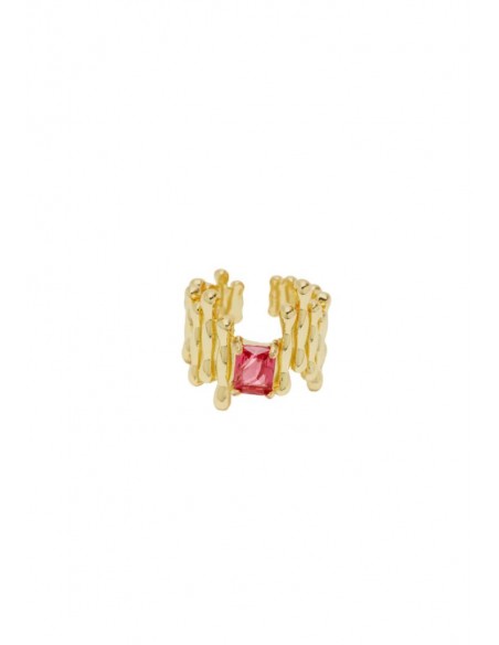 Nalì ANELLO DRIP ORO CON PIETRA ROSSA