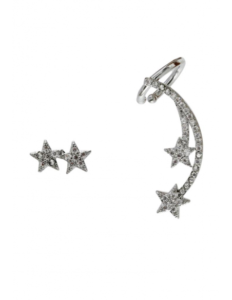 Nalì ORECCHINI EARCUFF IN ARGENTO CON STELLE E PIETREI