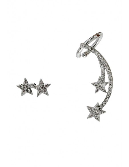 Nalì ORECCHINI EARCUFF IN ARGENTO CON STELLE E PIETREI