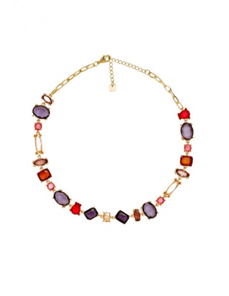 Nalì COLLANA HALO ORO CON PIETRE MULTICOLORE