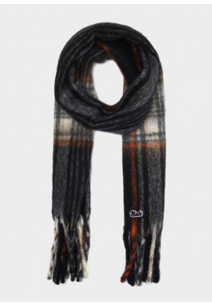 SCIARPA A MAGLIA OVER NERA CON FRANGE NALI UNSC0041