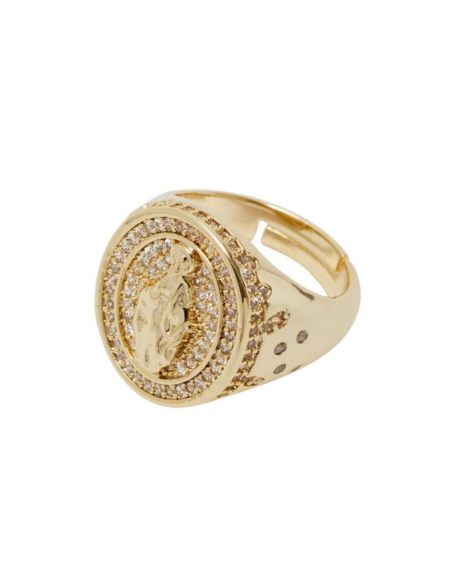 Nalì ANELLO CON EFFIGE CON PIETRE PLAC. ORO 14KT