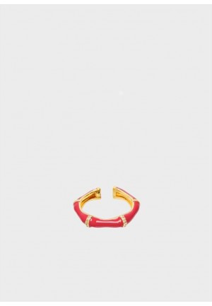 ANELLO SMALTATO CORALLO CON CRISTALLI Nalì EMAN0251