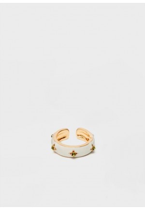 ANELLO ORO SMALTATO BIANCO CON CRISTALLI Nalì EMAN0244
