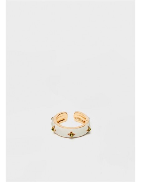 ANELLO ORO SMALTATO BIANCO CON CRISTALLI Nalì EMAN0244