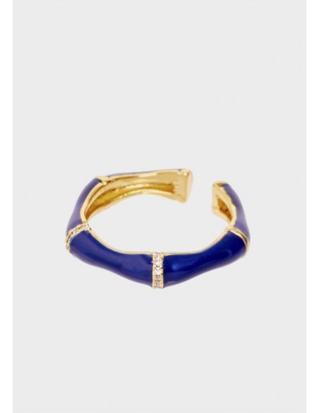ANELLO SMALTATO BLU CON CRISTALLI Nalì EMAN0252