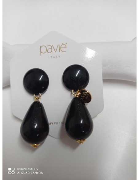 ORECCHINI PAVIE' GOCCIA CON TOPPA CABOCHON RESINA PERLATA