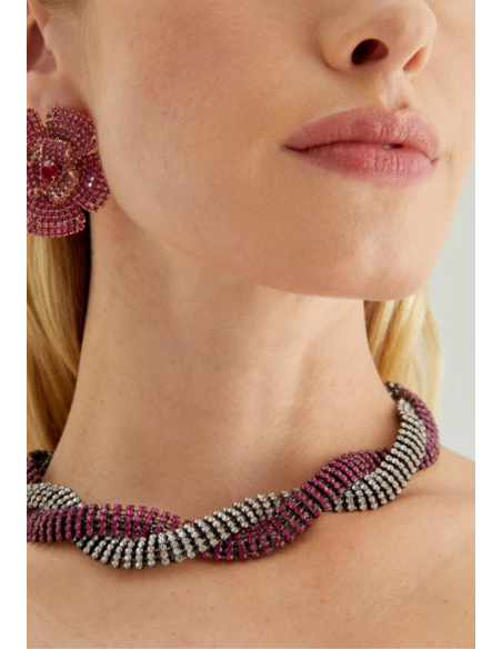 Nalì COLLANA CRYSTAL INTRECCIATA FUCSIA