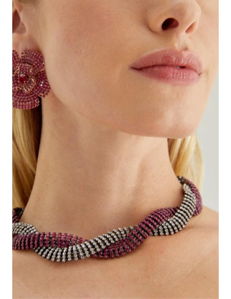 Nalì COLLANA CRYSTAL INTRECCIATA FUCSIA