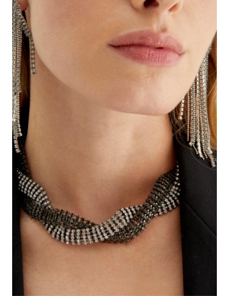Nalì COLLANA CRYSTAL INTRECCIATA NERO