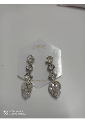 ORECCHINI PAVIE' TRIS SWAROVSKI QUADRATI CON GOCCIA PICCOLA