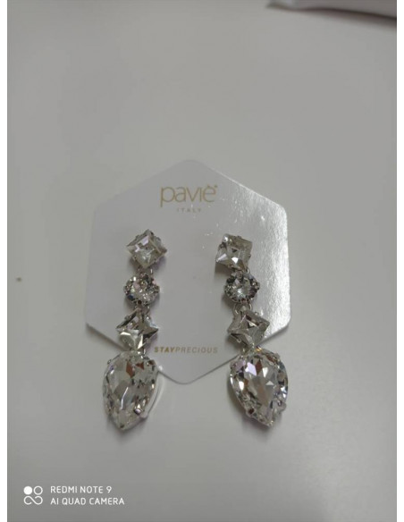 ORECCHINI PAVIE' TRIS SWAROVSKI QUADRATI CON GOCCIA PICCOLA