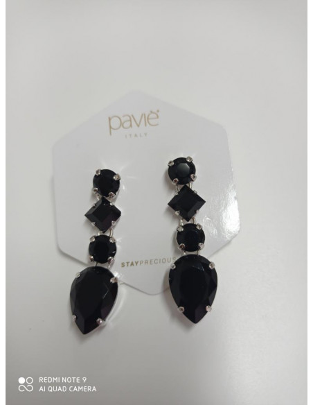 ORECCHINI PAVIE' TRIS SWAROVSKI QUADRATI CON GOCCIA PICCOLA