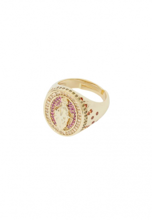 ANELLO EFFIGE PIETRE FUCSIA PLAC. ORO 14KT NALI' MEAN0240
