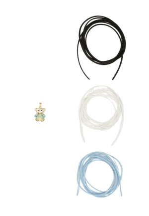 SET COLLANA TRE CORDONCINI TEDDY AZZURRO NALIì