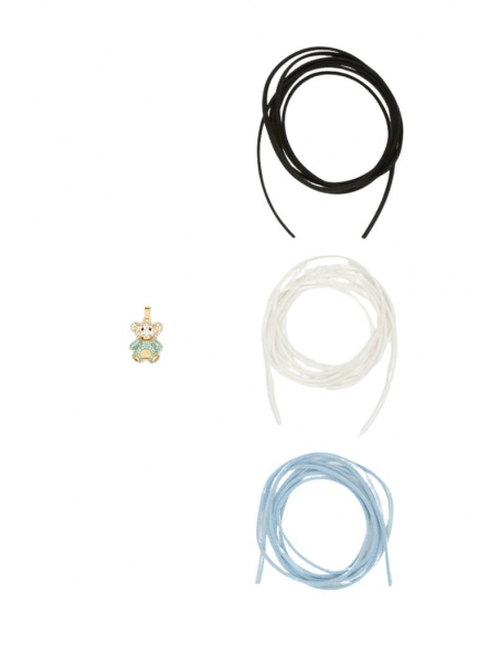 SET COLLANA TRE CORDONCINI TEDDY AZZURRO NALIì