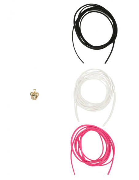 SET COLLANA TRE CORDONCINI MOUSE FUCSIA  NALIì