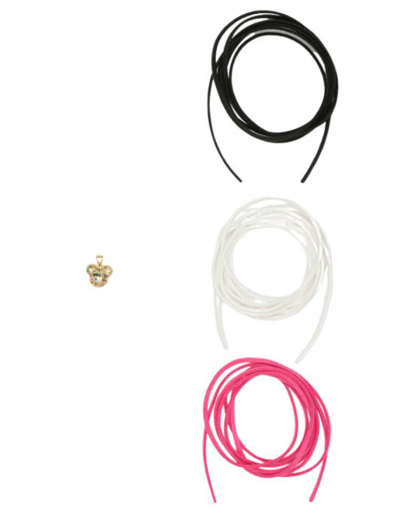 SET COLLANA TRE CORDONCINI MOUSE FUCSIA NALIì