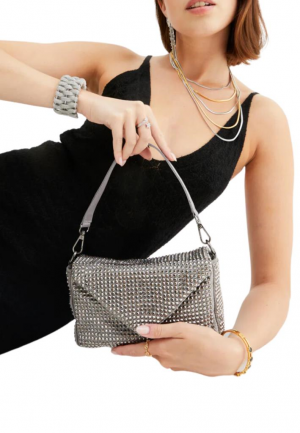 Nalì BORSA LILA CON TRACOLLA E PIETRE NERO