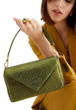 Nalì BORSA LILA CON TRACOLLA E PIETRE VERDE