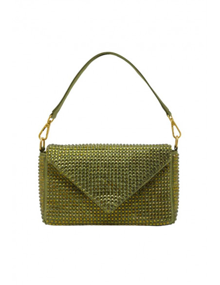 Nalì BORSA LILA CON TRACOLLA E PIETRE VERDE