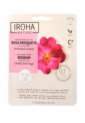 IROHA Maschera velo anti age Nature con estratto di rosa canina e acid
