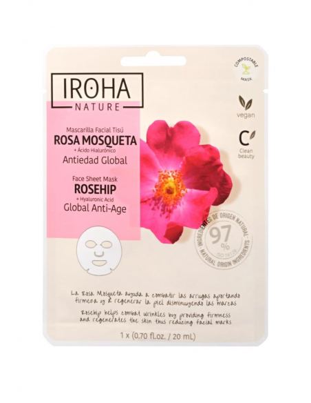 IROHA Maschera velo anti age Nature con estratto di rosa canina e acid