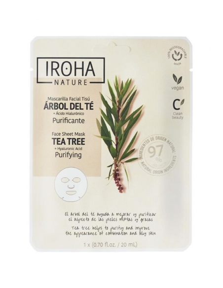 IROHA Maschera viso in tessuto purificante con Tea Tree