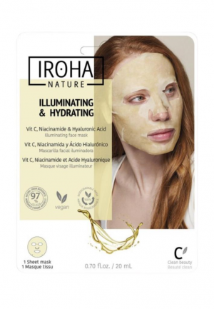 IROHA Maschera viso in tessuto illuminante e idratante con vitamina C
