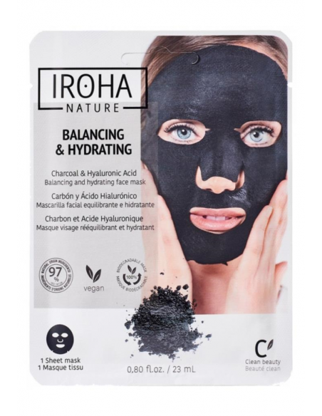 IROHA Maschera Viso Riequilibrante al Carbone e Acido Ialuronico