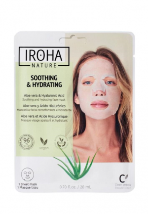 IROHA Maschera viso in tessuto confortante e idratante con Aloe Vera