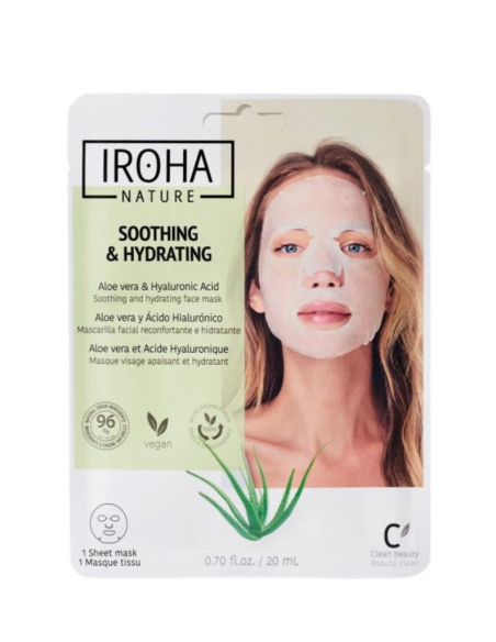 IROHA Maschera viso in tessuto confortante e idratante con Aloe Vera