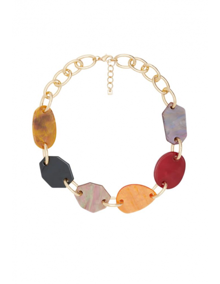 COLLANA GEO GIROCOLLO RESINA ARANCIO ORO NALI'