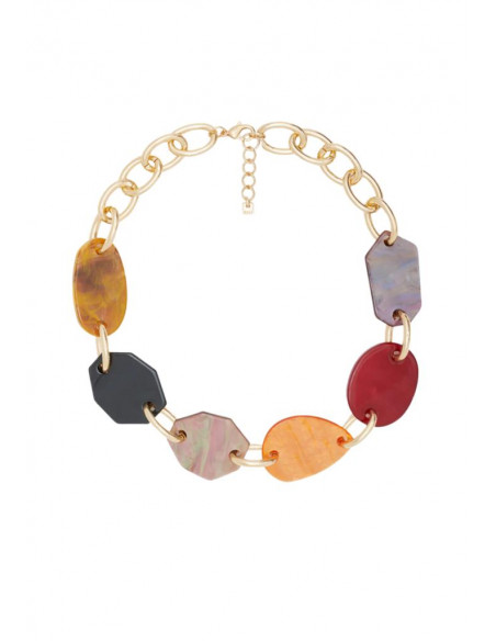 COLLANA GEO GIROCOLLO RESINA ARANCIO ORO NALI'