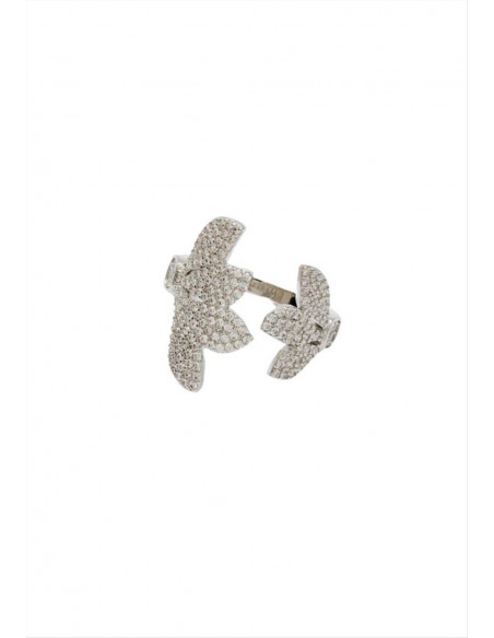 ANELLO FOGLIE ARGENTO CON ZIRCONI  NALI'