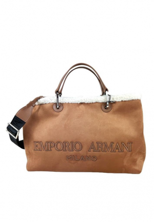 Borsa a mano large in suede Emporio Armani