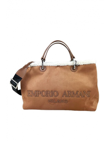 Borsa a mano large in suede Emporio Armani