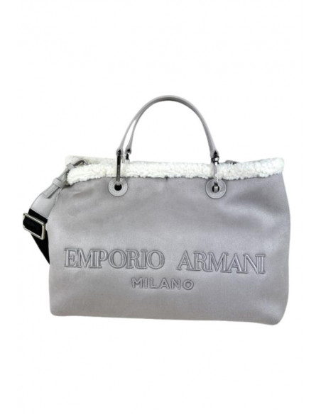 Borsa a mano large in suede Emporio Armani