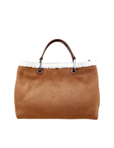 Borsa a mano large in suede Emporio Armani