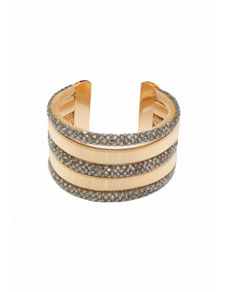 BRACCIALE BANGLE ORO PIETRE NERE NALI'